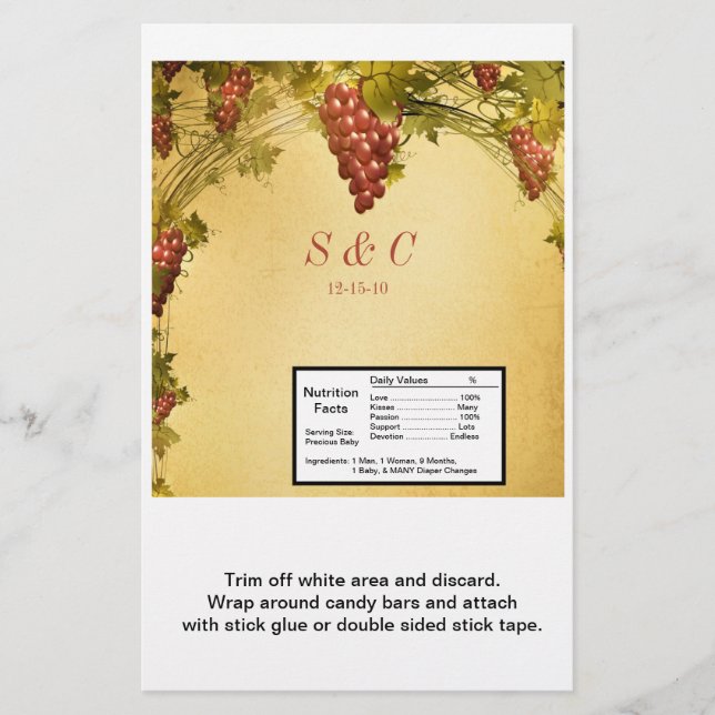 Flyer Vineyard Wedding Large Hershey's Wrapper (Frente)