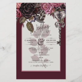 Flyer Vinho Borgonha Casamento Floral Queda de Inverno
