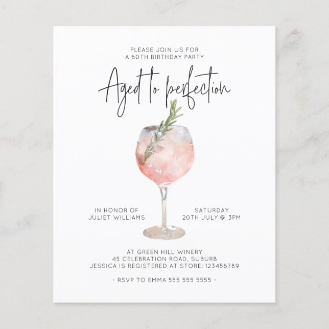 Flyer Vinho Rosa de Orçamento Envelhecido até ao 60º Ani (Frente)