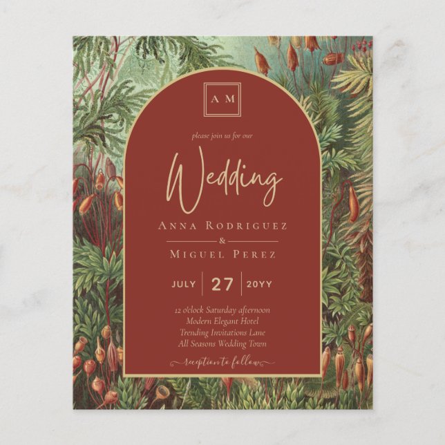 Flyer Vintage Botanical Terracotta Florals Arch WEDDING (Frente)