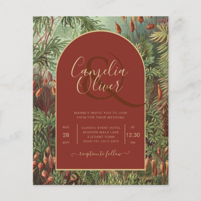 Flyer Vintage Botanical Terracotta Florals Arch WEDDING (Frente)