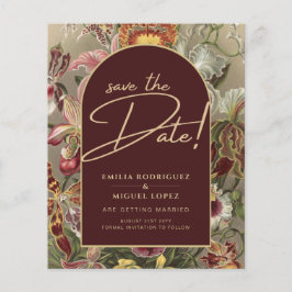 Flyer Vintage Bourgundy Floral Weddin