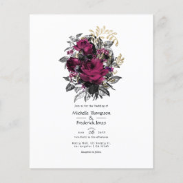 Flyer Vintage Burgundy - Marsala e Dourado Casamento Flo