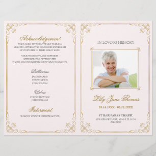 Flyer Vintage Dourado Swirl Funeral Editar Cor Fl