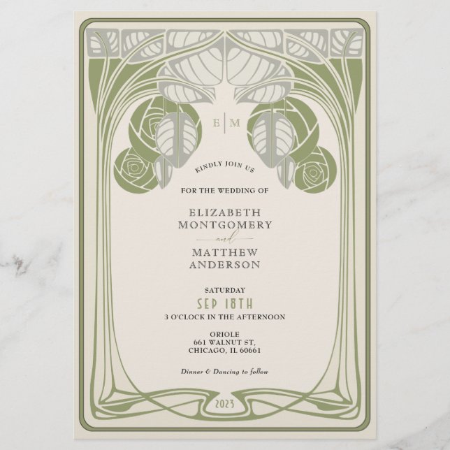 Flyer Vintage Mackintosh Trees em Bloom Sage Green (Frente)