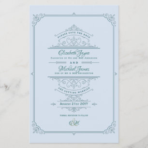 Flyer Vintage Regency Ornamentado Wedding Salve As Datas