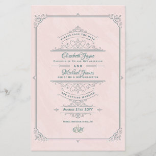 Flyer Vintage Regency Ornamentado Wedding Salve As Datas