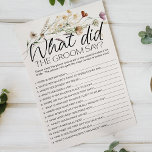 Flyer Vintage Tiny Floral Game diria o noivo<br><div class="desc">O que o jogo de chá de panela do Groom Say? Pequeno floresce coleção de vintage. Flores de aquarela botânica,  tenra e absolutamente minúsculas. Itens correspondentes para concluir sua coleção de eventos estão disponíveis em nossa loja Zazzle!</div>