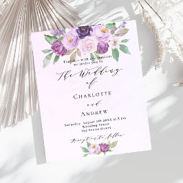 Flyer Violet florals greenery Budget Convite para o casa
