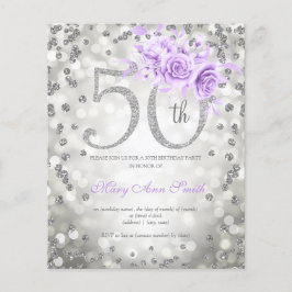 Flyer Voz de 50ª Luz de Aniversário de Prata Roxo