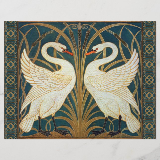 Flyer Walter Crane Swan, Rush E Iris Art Nouveau (Frente)