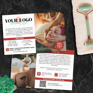 Flyer Warm Red Your Logo Photos QR Spa Salon