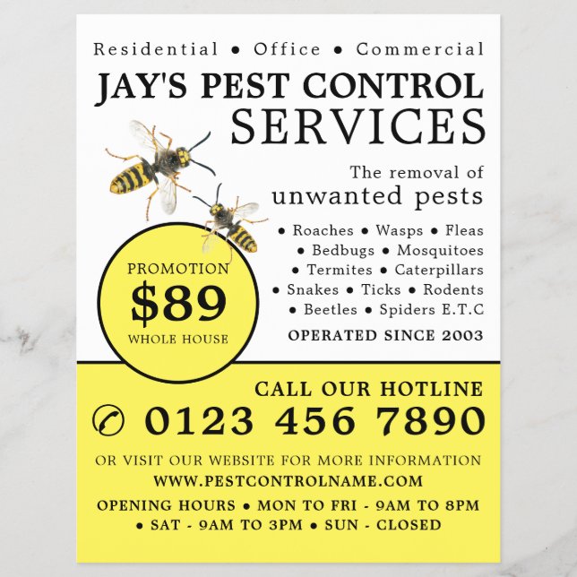 Flyer Wasp, Pest Control Advertising (Frente)