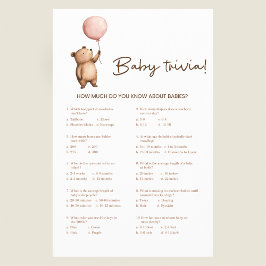 Flyer Watercolor Bear Baby Trivia Game 