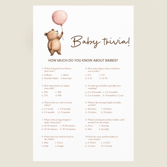 Flyer Watercolor Bear Baby Trivia Game  (Criador carregado)