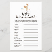 Watercolor Boy Deer em White Baby Word Scramble