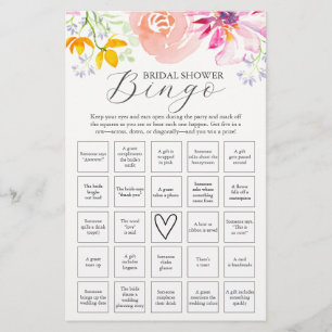 Flyer Watercolor Floral Chá de panela Bingo