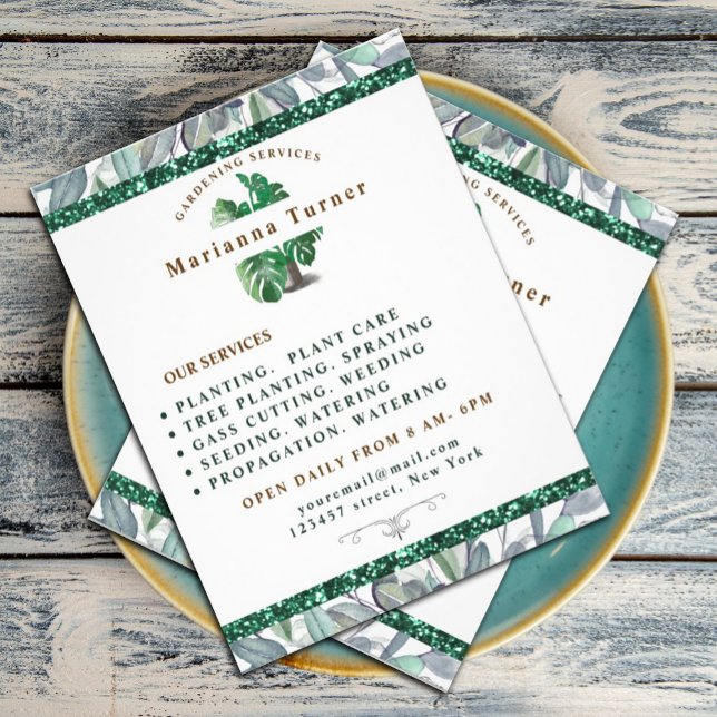 Flyer Watercolor Plant Gardening Service, Horticulturist (Criador carregado)