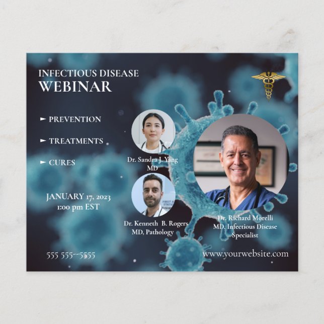 Flyer Webinar de Medicina e Cuidados de Saúde (Frente)