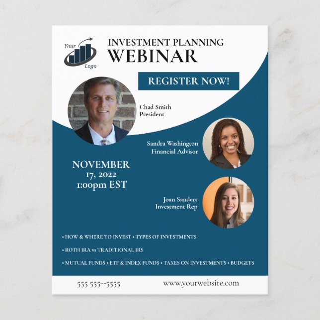 Flyer Webinar de Planejamento de Investimento (Frente)