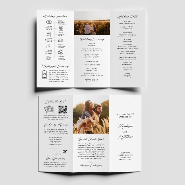 Flyer Wedding Trifold Program Infographic Timeline (Criador carregado)