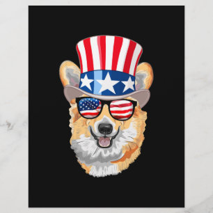Flyer Welsh Corgi EUA Flag Hat Glass 4 de julho