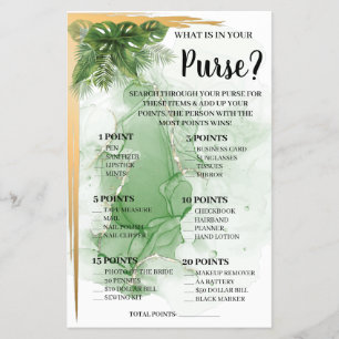 Flyer What is in your Purse Tropical Shower Game Card