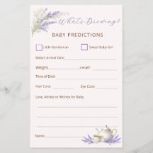 What's Brewing Tea Party Baby Prediction Card