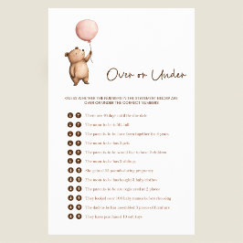 Flyer Whimsical Bear Baby Shower "Over or Under" Game