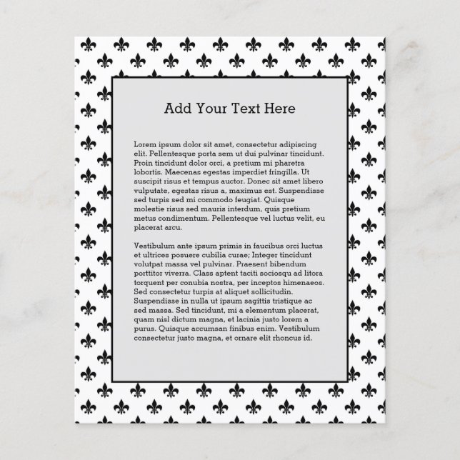 Flyer White Black Fleur De Lis Delicate Mardi Gras (Frente)