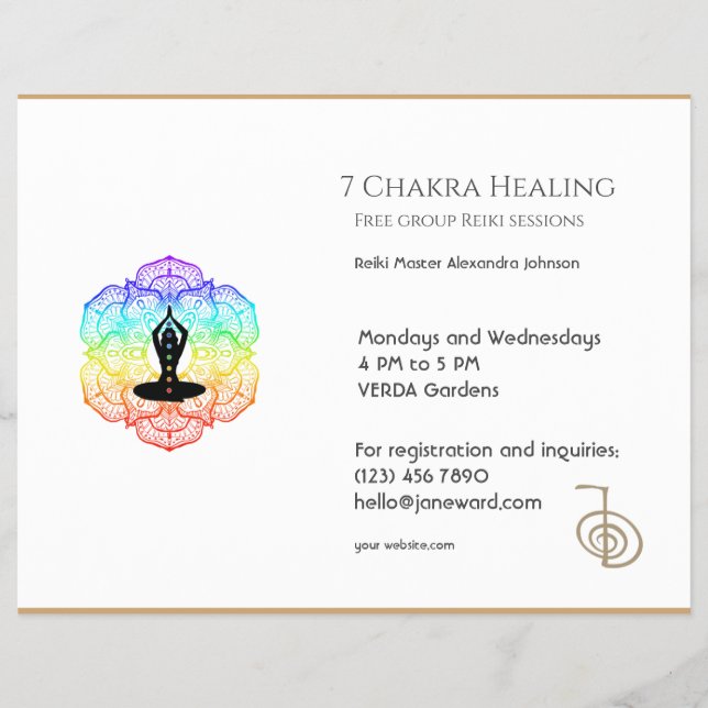 Flyer White Chakra Energy Healer Foto Reiki Horizontal (Frente)