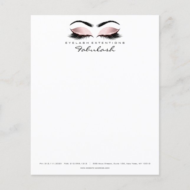 Flyer White Cor-de-rosa Beleza Studio Lashes Makeup Styl (Frente)