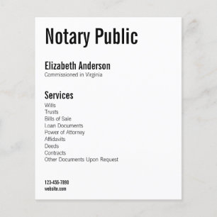 Flyer White do site de telefone do Notary Public Name Se