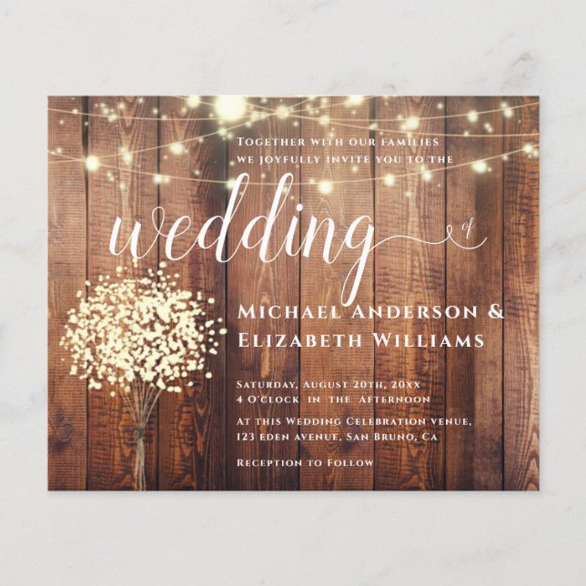 Flyer White Lights String & Natural Rustic Wood Casament (Frente)