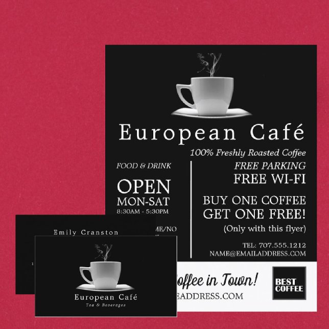 Flyer White Mug, Barista, Café, Publicidade De Coffeehou (Criador carregado)