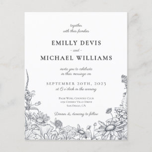 Flyer Wildflower Botanic Classic Elegant Wedding Invitat