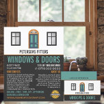 Flyer Windows & Doors, Window & Door Fitter Company<br><div class="desc">Folheto de propaganda da empresa Windows & Doors,  Window & Door Fitter pela Loja de Cartão de visita.</div>