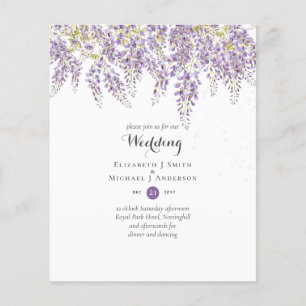 Flyer Wisteria Floral Lavanda Jardim de Casamento ORÇAME