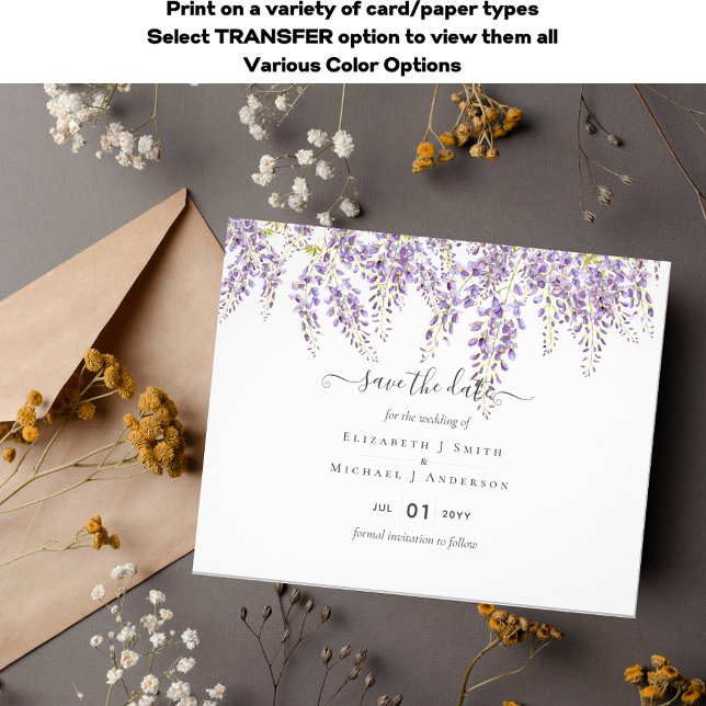 Flyer Wisteria Purple Weds Save Dates BUDGET (Criador carregado)