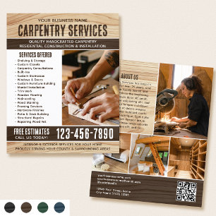 Flyer Woodgrain Carpenter Handyman Rustic Brown