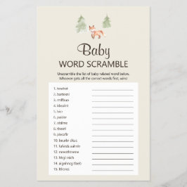 Flyer Woodland Fox Girl Chá Baby Word Scramble Game