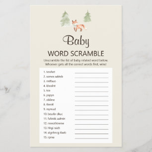 Flyer Woodland Fox Shower UK Baby Word Scramble Game