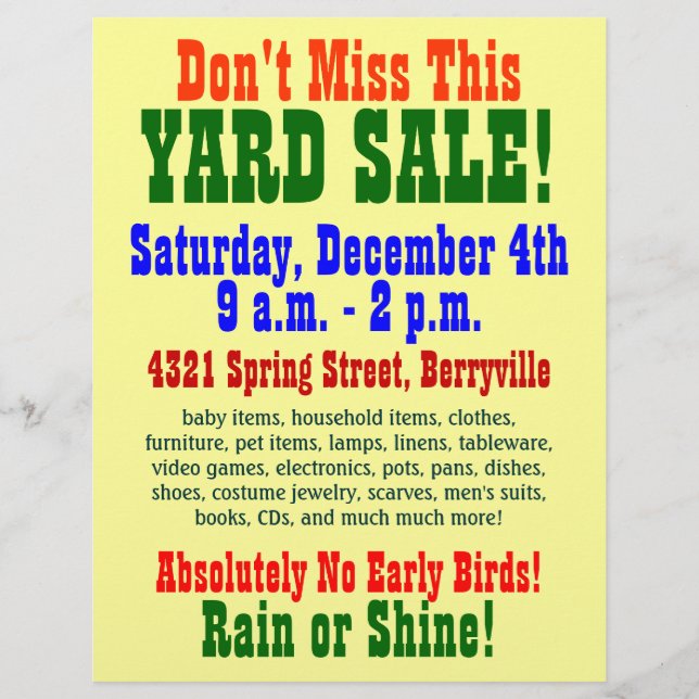 Flyer Yard Sale (Frente)