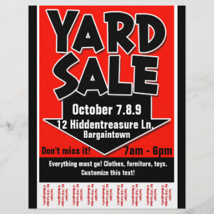 Flyer Yard Sale.Garage Sale.Customizable.Tearsheet