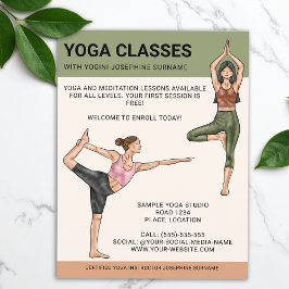 Flyer Yoga Classes Instrutora Mediter Mulheres