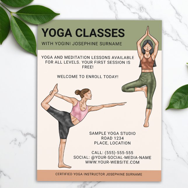 Flyer Yoga Classes Instrutora Mediter Mulheres (Criador carregado)