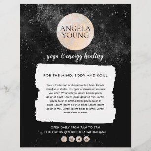 Flyer Yoga da Lua Dourada Cósmica, treinador da vida, A