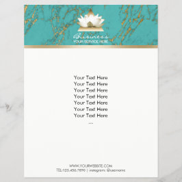 Flyer Yoga Dourada Lotus Modern Turquoise e Dourado Marb
