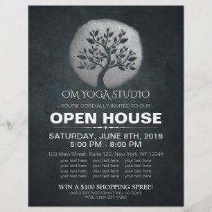 Flyer Yoga Meditation Instrutor Silver Tree Open House