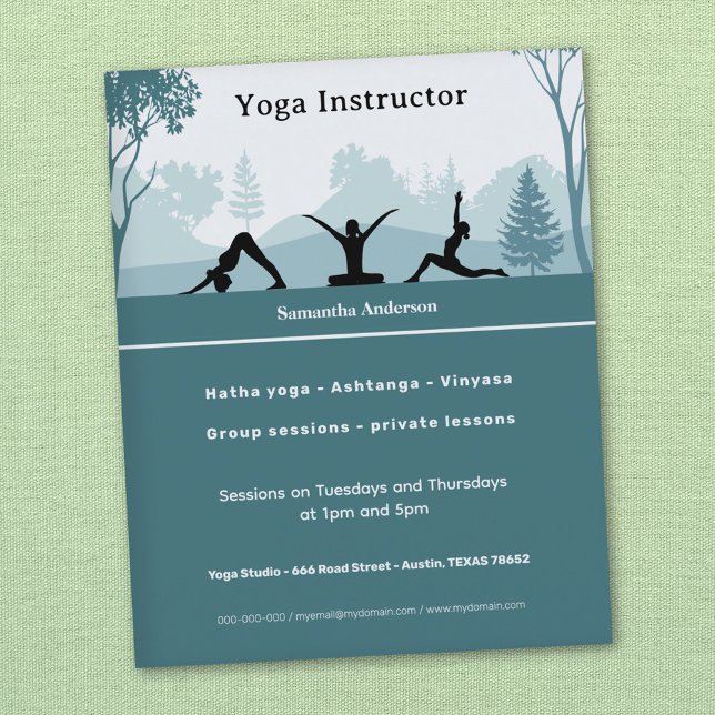 Flyer Yoga Poses & Paisagem - Instrutor Yoga (Yoga Poses & Landscape - Yoga Instructor Flyer)